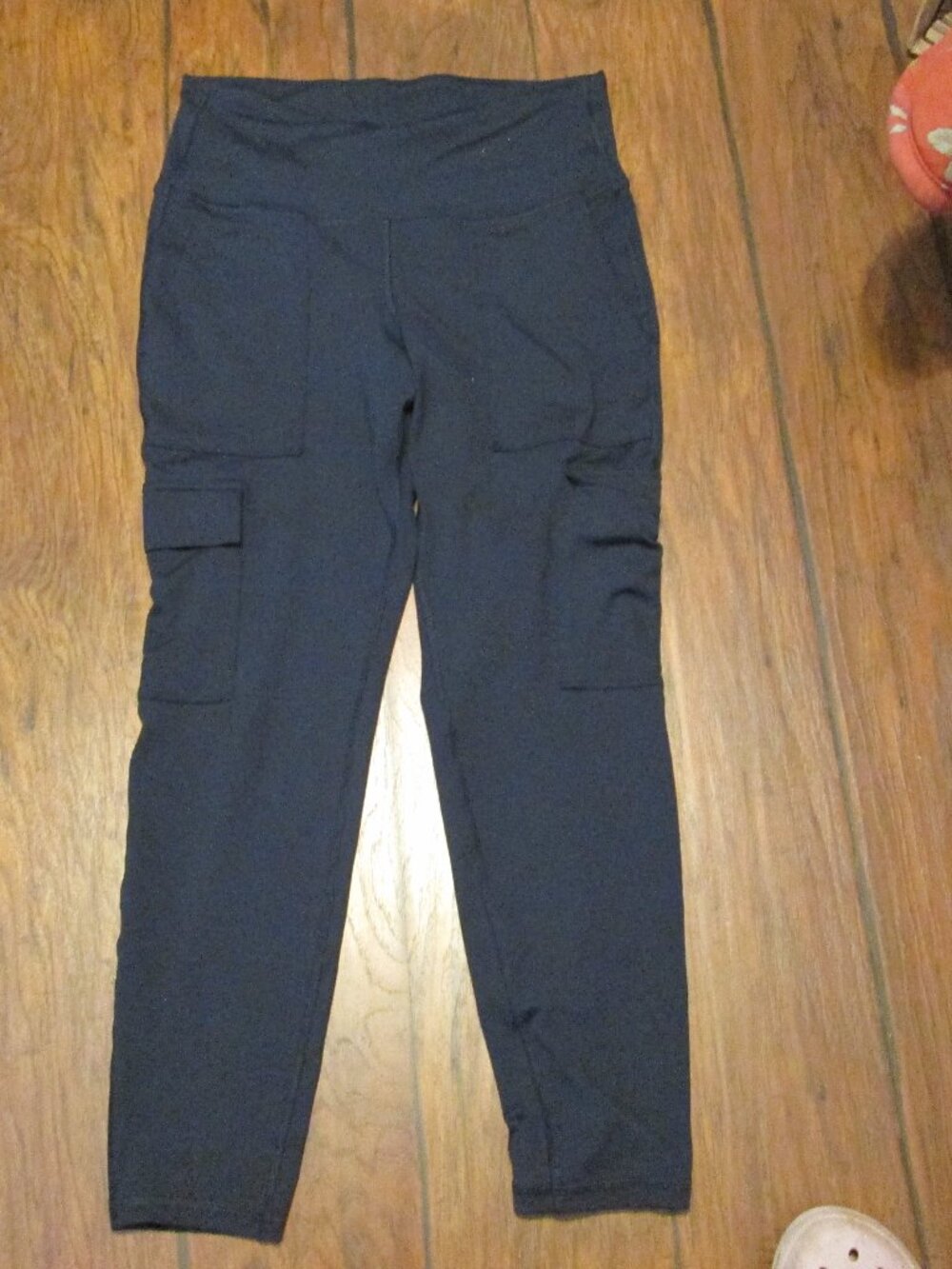 Old Navy Women's Powerpress Cargo High Rise Leggings, Navy Blue, Large